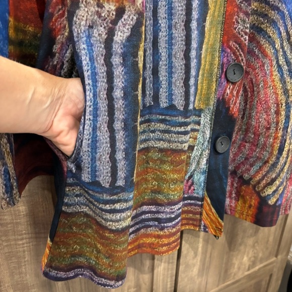 Parsley & Sage Multi Color Button Down Artsy Knit Cardigan/Tunic with Pockets - Picture 7 of 10